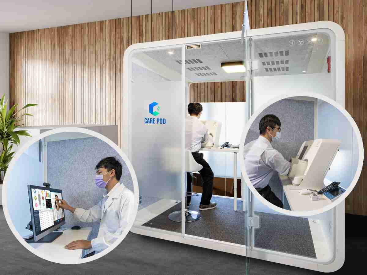 达擎于医疗科技展中展出＂远距诊疗舱＂，，，以因应医疗数字化及社会高龄化趋势下、、、、复诊及慢性病患等族群对于远距看诊需求逐渐升高所推出的创新整合方案。。。。多功能合一、、高隐私性的远距诊疗舱可根据病患端与医师端的不同需求，，，提供弹性化及客制化功能，，，，节省医生和病患的精力及时间