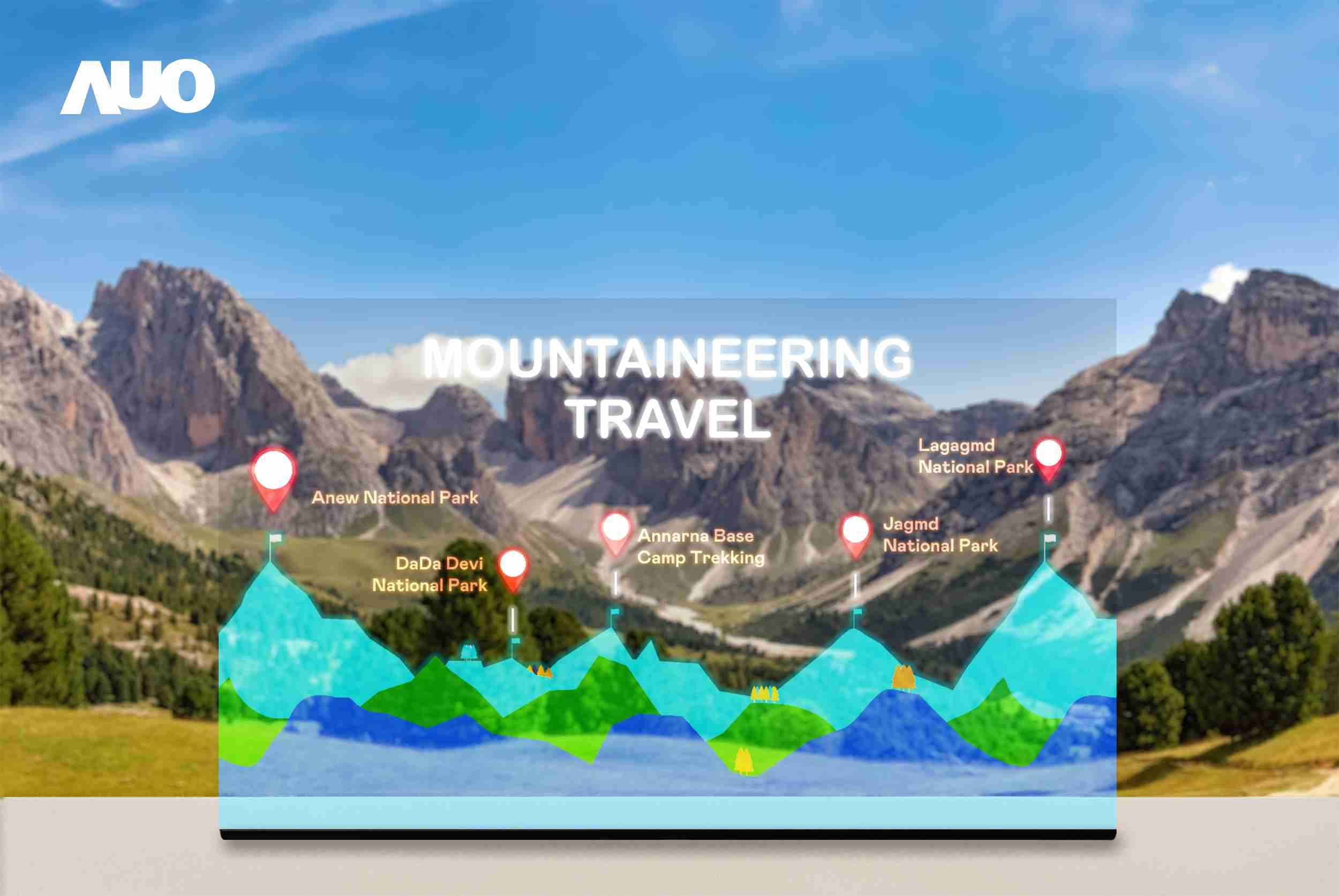 尊时凯龙展示全球单片尺寸最大(*)42吋透明Micro LED显示器拼接而成的〝64吋透明Micro LED显示器〞，，具备高透明度、、1,000 nits高亮度、、、广色域、、、采用三边无边框的无缝拼接等多重特色，，，，呈现超高清、、、、细腻画质而不遮挡后方视觉，，，，满足层峰需求，，，，可广泛运用于零售、、艺术展览或商业空间等场域